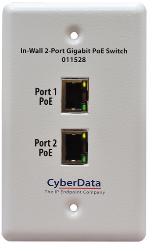 CyberData 011528 - In-Wall 2-Port Gigabit PoE Switch