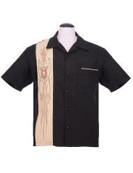 Steady V8 Pinstripe Button Up - Black