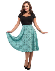 Steady Pinup State Thrills Skirt - Aqua