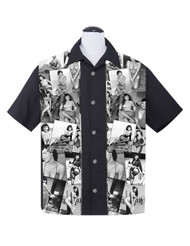 Steady Bettie Page Collage Panel Shirt - Black