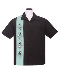 Steady Bettie Page Pinup Panel Shirt - Black