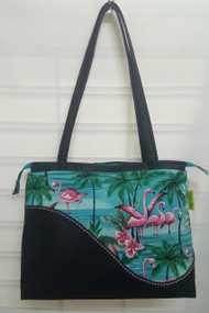 Vintage Chics Claire Bag - Aqua Flamingoes