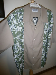 Lennys Mens Shirt - Beige Hibiscus