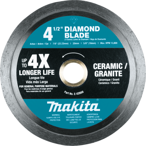 4 1/2" Diamond Blade, Continuous Rim, General Purpose