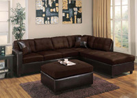 Milano Sectional with Ottoman. Chocolate Color.