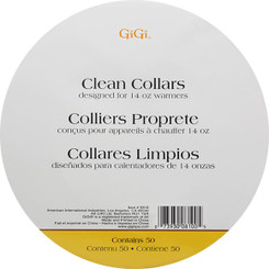One package of 50 count Clean Collars from Gigi for 14 oz. tins.