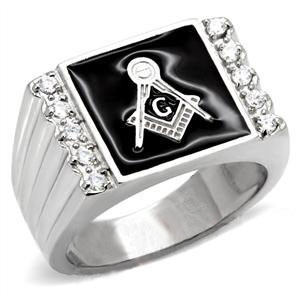 Men's Masonic Ring Stainless Steel Gothic Ram Horn Black CZ Stone Jewelry Rings 