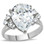 Womens Big Rock (7 Stones) CZ Ring - Steel Engagement Ring / Promise / Wedding Ring for Women
