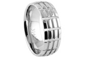 Stainless Steel - Mens Hatch Mark Wedding Ring (8mm) - 316L Steel Ring. Also great as a men's wedding ring band.