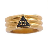 Freemason Ring / Scottish Rite Masonic Ring - Gold Plated Scottish Rite 33rd Degree Grooved Band for Masons
