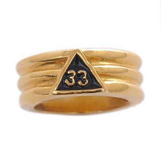 Freemason Ring / Scottish Rite Masonic Ring - Gold Plated Scottish Rite  33rd Degree Grooved Band for Masons - Mason Zone
