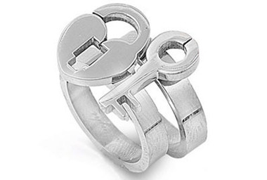 Womens - Key to My Heart - Lock and Key Ring - Love & Commitment (2-in-1) Steel rings