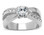 Stainless Steel Engagement Ring / Wedding Band for Women. Ladies Side Line and Middle Stone CZ Ring - 