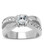 Womens Side Line and Middle Stone CZ Ring - Stainless Steel Engagement Ring / Wedding Band for Women