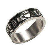 Mens Claddagh Rings Irish Celtic Ring (Heart & Crown) - Top Quality Steel Commitment Ring