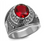 silver united states marines ring with red stone.
NOTE: Depending upon ring size, stone may be secured slightly differently.