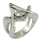 Stainless Steel Masonic Rings for sale with Cut Out Triangle Design - Mason / Freemason Jewelry