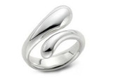 Womens Tear Drop Ring - Adjustable - One Size Fits All (.925 Sterling Silver Electroplated Ring)