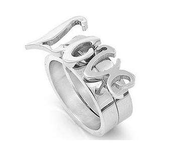 Womens Love Ring 3D (14mm) - 2-in-1 Top Quality Steel Love Purity RIng