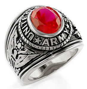 desinfektionsmiddel Trunk bibliotek slutningen Army Ring - U.S. Armed Forces Military Ring (Silver Color with Red Stone)  United States Soldiers and Veterans - Mason Zone