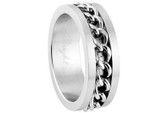 Stainless Steel Motorcycle Chain Link Ring - Top Quality Steel - Gothic Biker Band  - Silver Tone