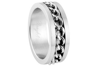 Stainless Steel Motorcycle Chain Link Ring - Top Quality Steel - Gothic Biker Band - Silver Tone