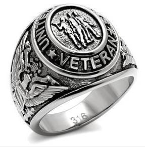 U.S. Veteran Ring  - Military Rings (Silver Color) - USA War Vet.