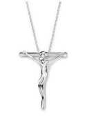 Unisex - Body of Christ Crucifix Cross Pendant - .925 Silver Electroplated Pendant with 18" chain included!