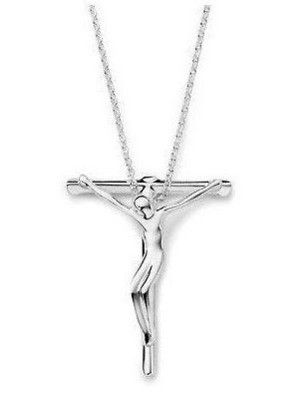Unisex - Body of Christ Crucifix Cross Pendant - .925 Silver Electroplated Pendant with 18" chain included!
