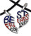 Two Piece - Dark Cut Out - Best Friends Forever (BFF) Set - Blue Black Red - 2 Pewter Pendants with 2 black PVC ropes/chains included!