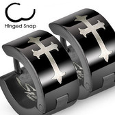 masonic knights templar hoop huggie earrings - for freemasons