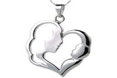 Womens Classic Mother and Child Pendant - Flat Stainless Steel Pendant w/ chain necklace included!