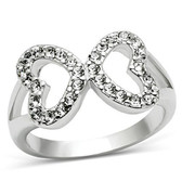 Womens Infinity Hearts Ring - Rhodium Electroplated w/ CZ Gem Filled design. Promise of Love & Commitment Ring - Silver Color