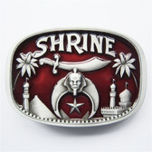 Freemason Shriners Belt Buckle / Masonic Buckle - Stainless Steel Red Shrine Design