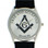 Masonic Watches - Free and Accepted Masons - Black Leather Band - White Face Dial - Freemasonry Symbolsim Watch