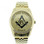 Masonic Watches on sale - Free and Accepted Masons - Gold Color Steel Band - Full Gold Face Dial Freemason Symbol Watch