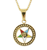 Order of the Eastern Star Necklace Pendant - Gold Color Steel with OES Symbol