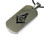 Silver Masonic Dog Tag Smooth Square & Compass Dog Tag Pendant & PVC Chain Necklace 