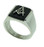Freemasons Square and Compass Ring - Steel Masonic Emblem with Black Background