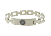 Freemason Bracelet Silver Color Stainless Steel - Square Link Bracelet with Classic Masonic Symbol