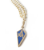 Masonic Pendant - Mason Blue Trowel Necklace For Freemasons Steel with gold color plating and blue enamel