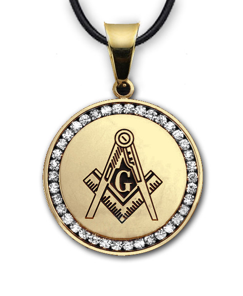 White 14K White Gold Finish Plated Stainless Steel Masonic Freemason ...