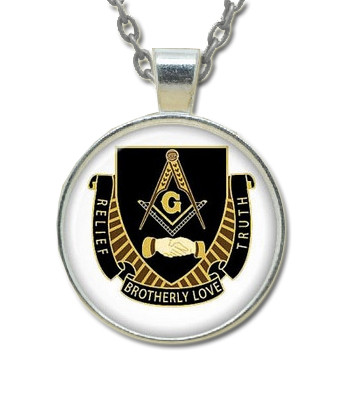 Masonic Glass Necklace Pendant Brotherly Love Message Symbol for Freemasons