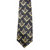 Masonic Neck Tie - Black and Yellow Polyester long tie with