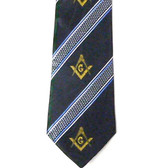 Masonic Neck Tie - Black and Gray Polyester long tie with slanted lines Masonic pattern design - Regalia Freemasons 