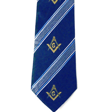 Masonic Neck Tie - Navy Blue Polyester long tie with slanted lines Masonic pattern design for Freemason Members. Masonic gift