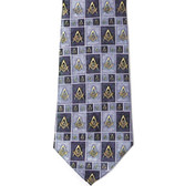 Masonic Neck Tie - Black and Gray Polyester long tie with square and rectangle boxed Masonic pattern design. Regalia Freemason formal wear