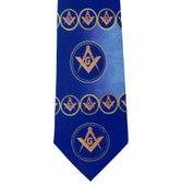 Freemason's Tie - Blue Polyester long necktie with swirl flowing Masonic pattern design Masonic clothing. Freemason gifts