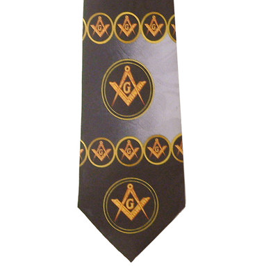 Freemason's Tie - Black and Gray Polyester long necktie with swirl flowing Masonic pattern design Masonic clothing and regalia, masonic gifts