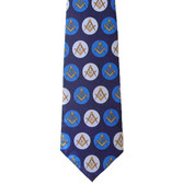 Freemason's Tie - Blue and White Polyester long tie with polka dot Masonic pattern design Masonic clothing